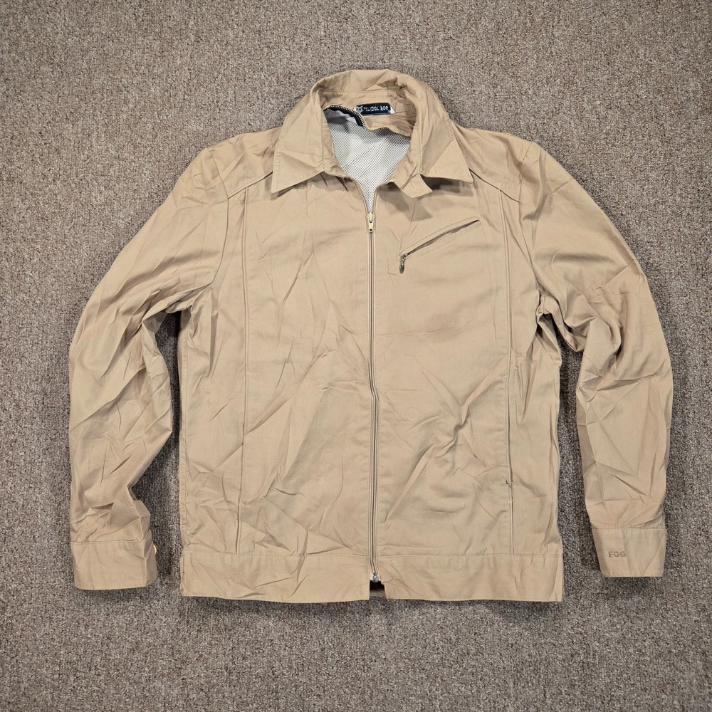Vintage London Fog Harrington Jacket Mens 38 Reg Tan Full Zip Mesh Lined Casual